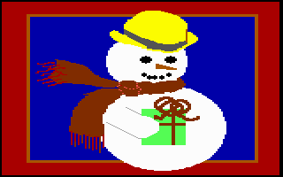 Snowman holding gift