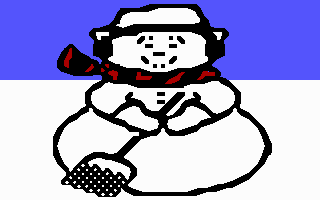 Snowman with broom