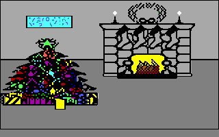 Christmas tree and fireplace