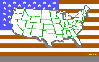 Map of USA in front of American flag