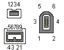 4 pin, 6 pin or 9 pin IEEE1394 (FireWire) plug connector