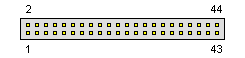 44 pin IDC (0.75") male connector layout