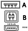 4 pin USB A / USB B / mini-USB jack connector diagram