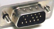 Photo view of 15 pin highdensity D-SUB male connector