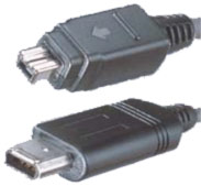 Photo view of 4 pin, 6 pin or 9 pin IEEE1394 (FireWire) plug connector