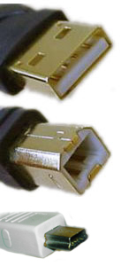 Photo view of 4 pin USB A or USB B plug connector